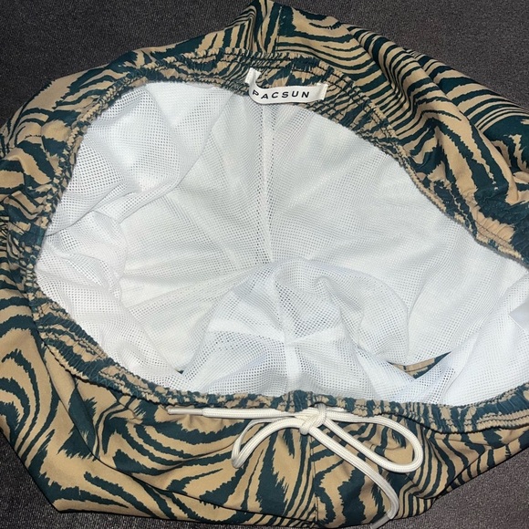 Men’s PacSun Warp 4.5" Swim Trunks Board Shorts Large Green Gold Waves Wavey - Picture 10 of 15